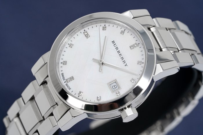 Burberry The City Diamonds Silver Dial Silver Steel Strap Watch for Women - BU9125