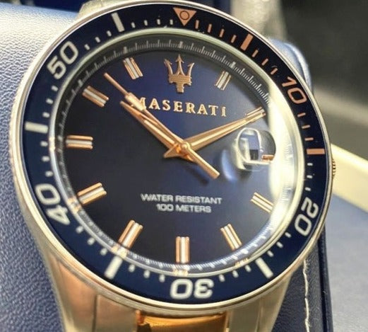 Maserati SFIDA Quartz Blue Dial Stainless Steel 44mm Watch For Men - R8853140003