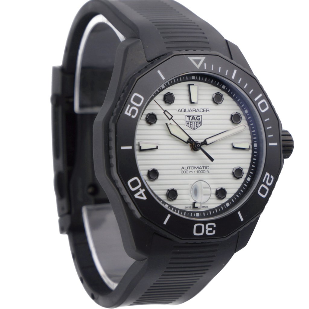 Tag Heuer Aquaracer Professional 300 Automatic White Dial Black Rubber Strap Watch for Men - WBP201D.FT6197