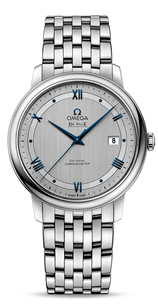 Omega De Ville Prestige Co-Axial Grey Dial Silver Steel Strap Watch for Men - 424.10.40.20.06.002