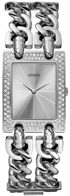 Guess Mod Heavy Metal Diamonds Silver Dial Silver Steel Strap Watch for Women - W95088L1