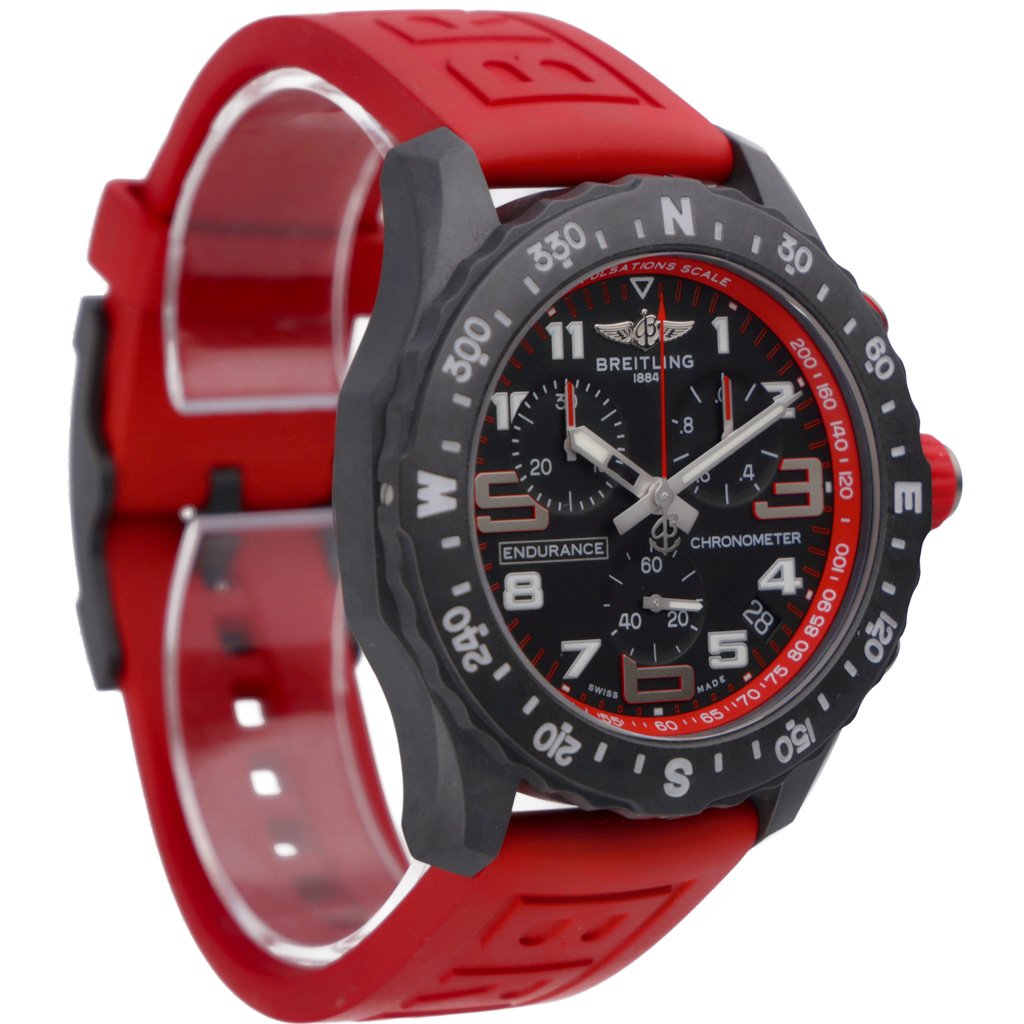 Breitling Endurance Pro Black Dial Red Rubber Strap Watch for Men - X82310D91B1S1