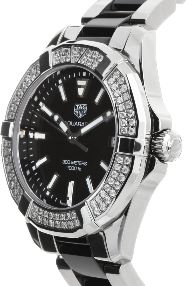 Tag Heuer Aquaracer Quartz 35mm Diamond Black Dial Two Tone Steel Strap Watch for Men - WAY131E.BA0913