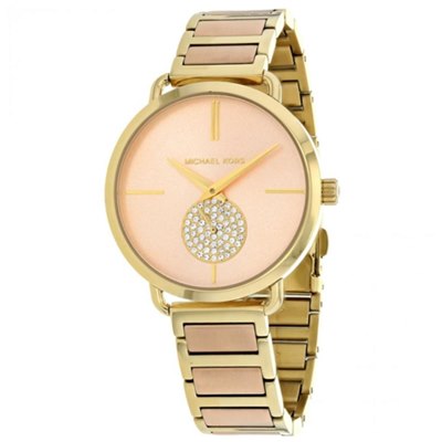 Michael Kors Portia Rose Gold Dial Two Tone Steel Strap Watch for Women - MK3706