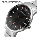 Emporio Armani Renato Quartz Black Dial Silver Steel Strap Watch For Men - AR11179