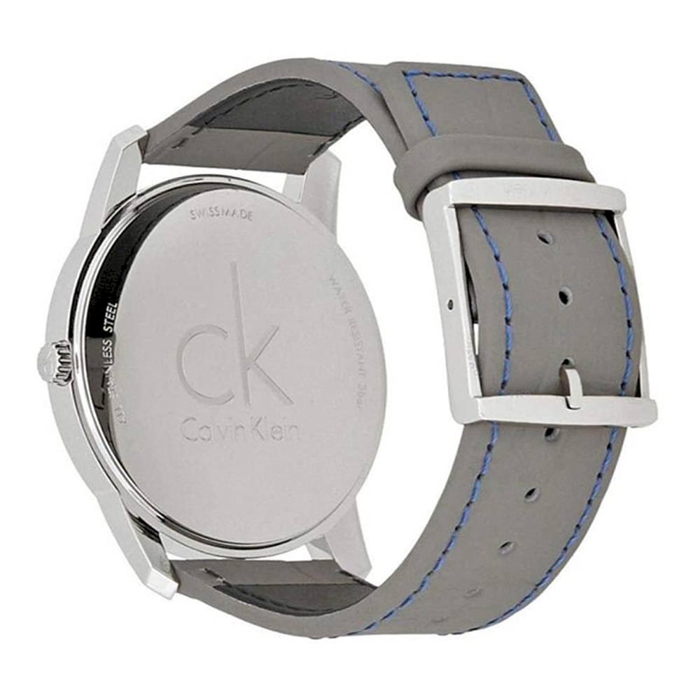 Calvin Klein City Silver Dial Grey Leather Strap Watch for Men - K2G211Q4