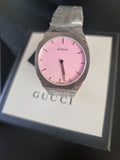 Gucci 25H Quartz Pink Dial Silver Steel Strap Watch for Women - YA163410