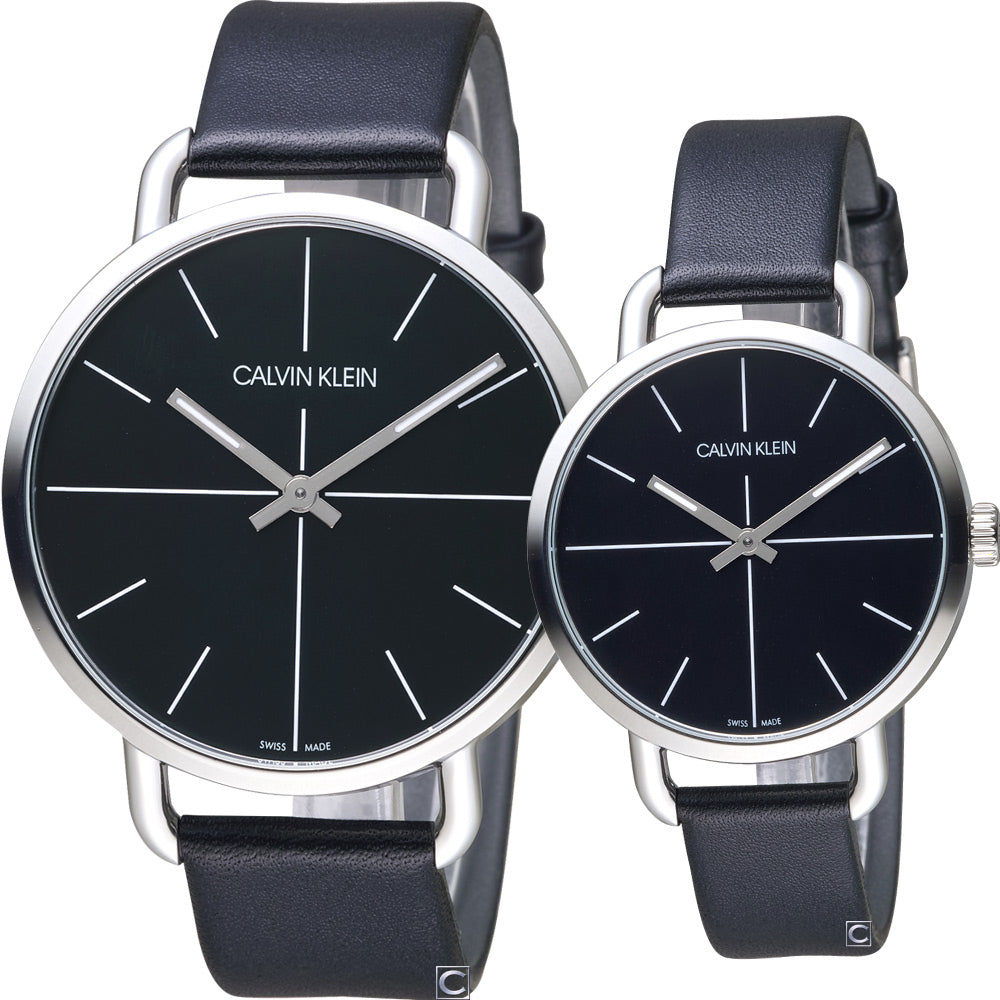 Calvin Klein Even Black Dial Black Leather Strap Watch for Women  - K7B231CZ