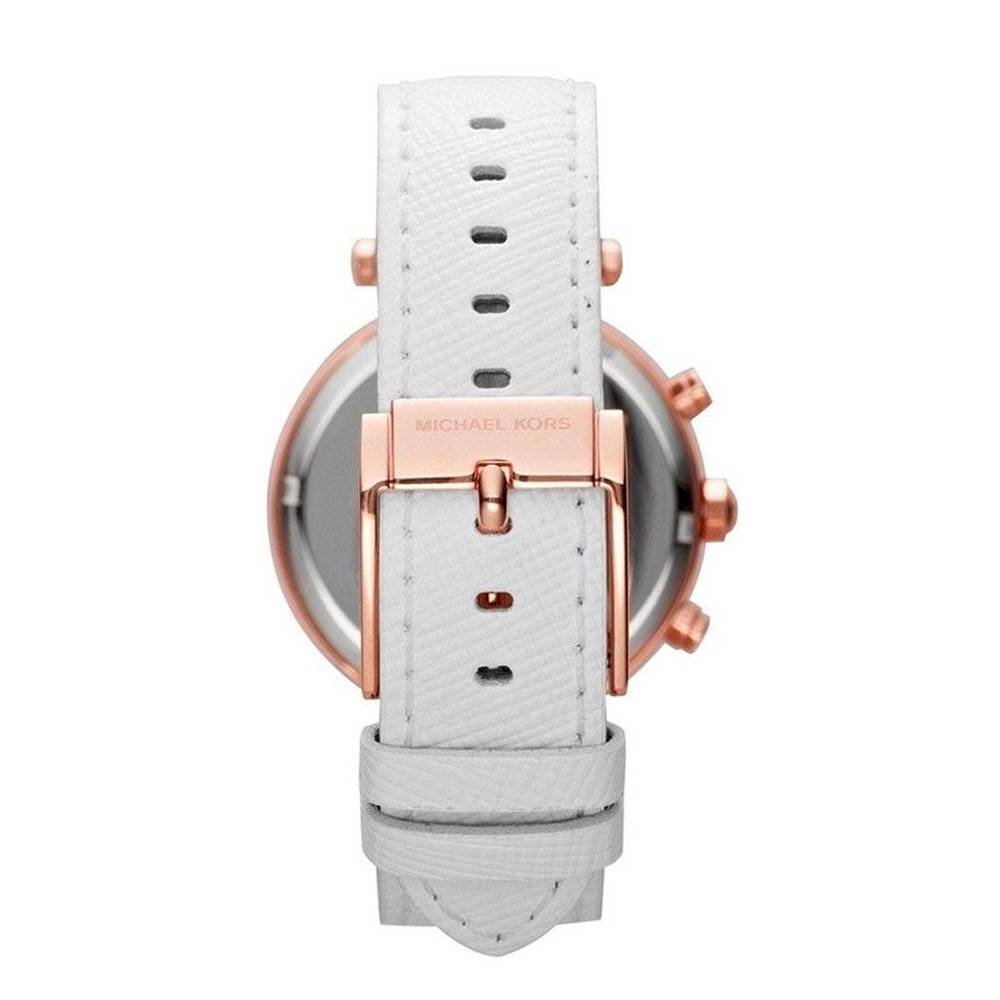 Michael Kors Parker White Diamonds Dial White Leather Strap Watch for Women - MK2281