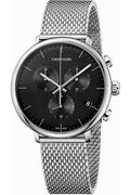 Calvin Klein High Noon Chronograph Black Dial Silver Mesh Bracelet Watch for Men - K8M27121