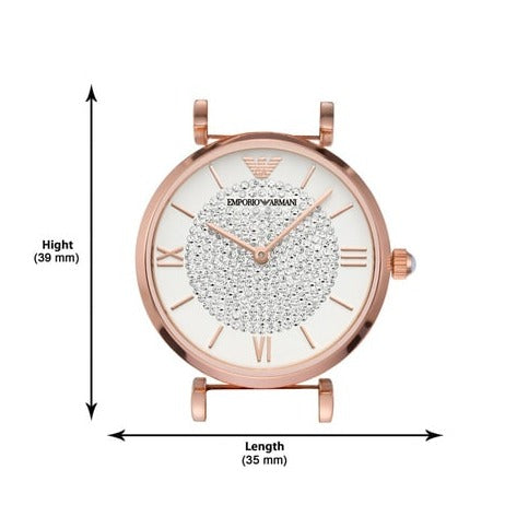 Emporio Armani T-Bar Gianni Crystal Pave Dial Rose Gold Steel Strap Watch For Women - AR11244