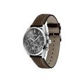 Hugo Boss Grand Prix Chronograph Grey Dial Brown Leather Strap Watch for Men - 1513476