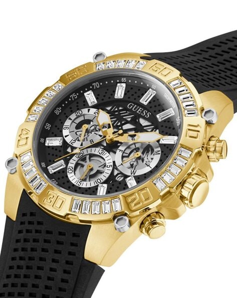 Guess Trophy Multifunction Black Dial Black Rubber Strap Watch for Men - GW0333G2