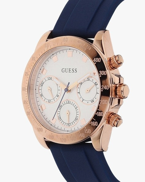 Guess Eclipse White Dial Blue Rubber Strap Watch for Women - GW0315L2