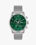 Hugo Boss Skymaster Green Dial Silver Mesh Bracelet Watch for Men - 1513938