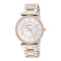 Fossil Carlie Silver Dial Two Tone Steel Strap Watch for Women - ES4342