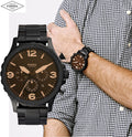 Fossil Nate Chronograph Black Dial Black Steel Strap Watch for Men - JR1356