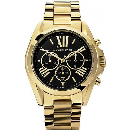 Michael Kors Bradshaw Black Dial Gold Steel Strap Watch for Women - MK5739