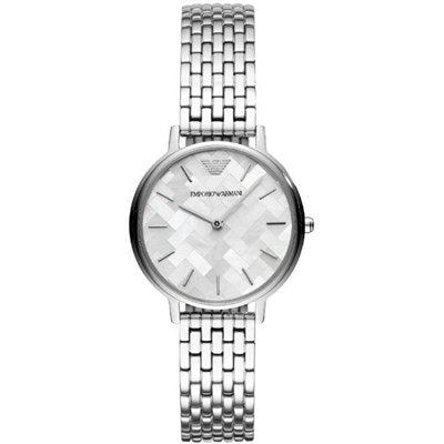 Emporio Armani Kappa Mother of Pearl Dial Silver Steel Strap Watch For Women - AR11112