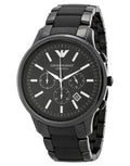 Emporio Armani Ceramica Chronograph Black Dial Black Steel Strap Watch For Men - AR1451