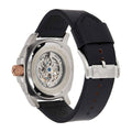 Fossil Modern Machine Automatic Skeleton Silver Dial Black Leather Strap Watch for Men - ME3082