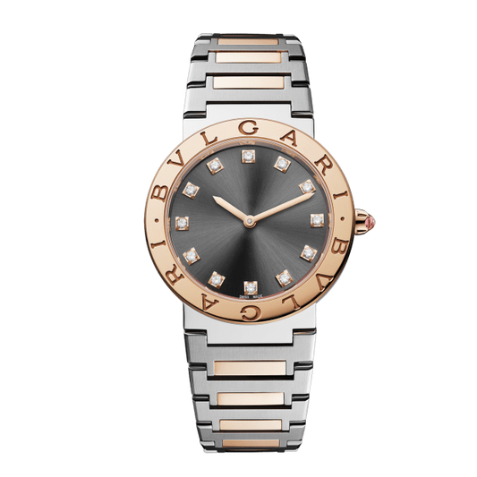 Bvlgari Lady Quartz Diamonds Grey Dial Two Tone Steel Strap Watch for Women - BVLGARI103067