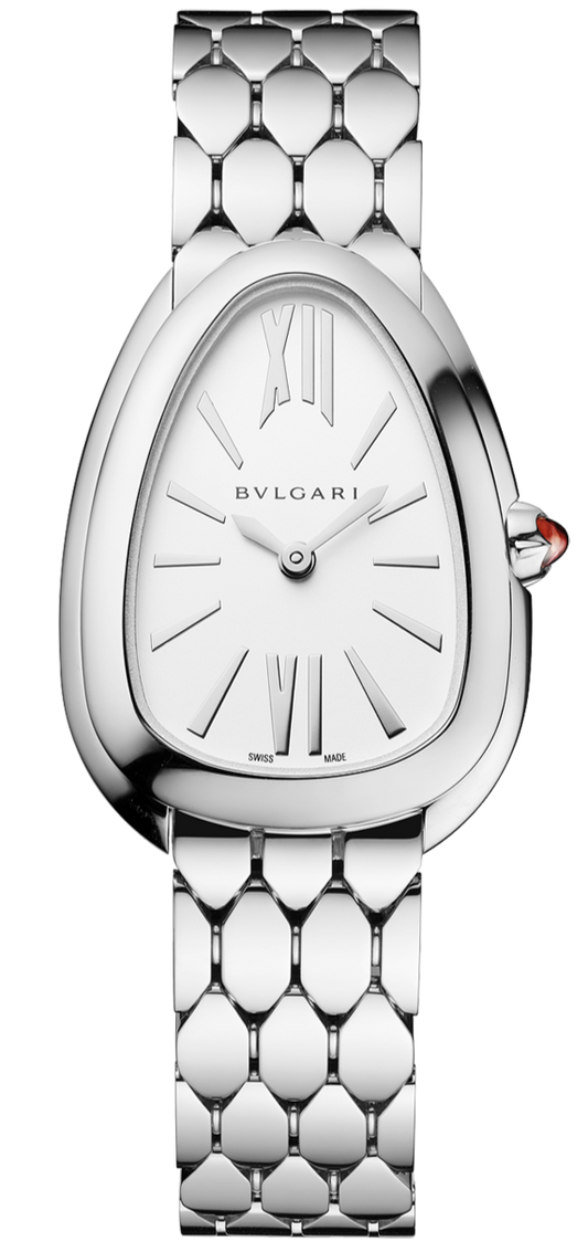 Bvlgari Serpenti Seduttori Quartz White Dial Silver Steel Strap Watch for Women - SERPENTI103141