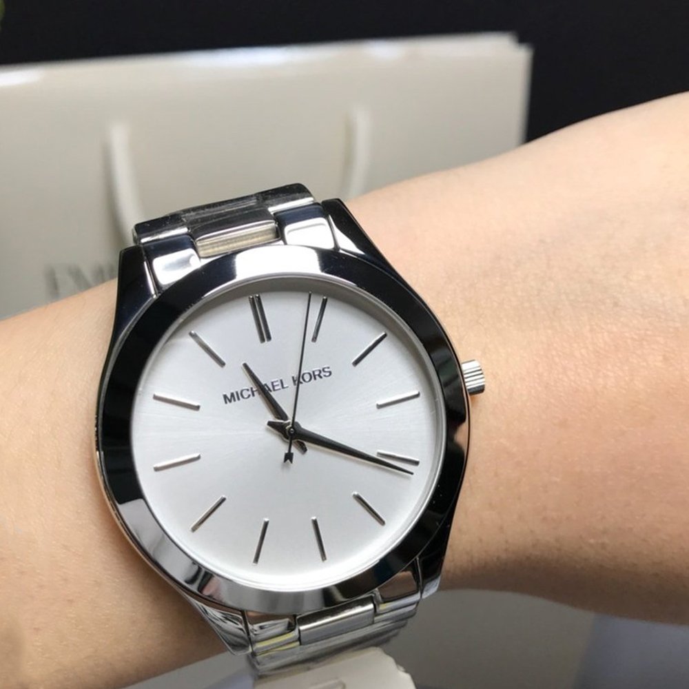 Michael Kors Slim Runway Silver Dial Silver Stainless Steel Strap Watch for Women - MK3178