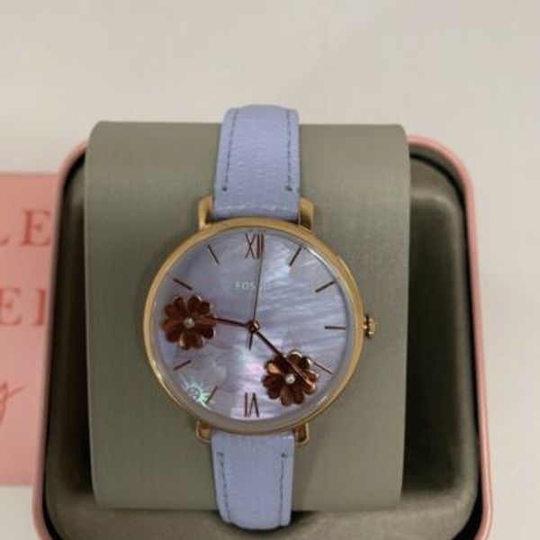 Fossil Jacqueline Purple Dial Purple Leather Strap Watch for Women - ES4814