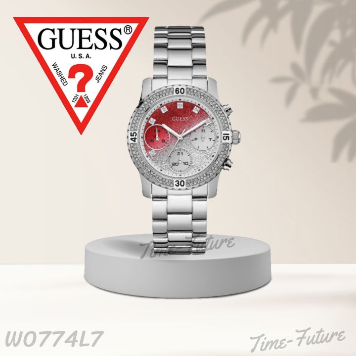 Guess Confetti Diamonds Silver Dial Silver Steel Strap Watch for Women - W0774L7