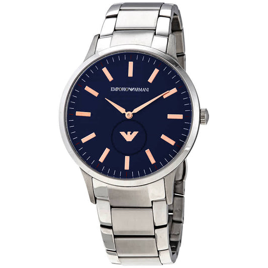 Emporio Armani Renato Blue Dial Silver Stainless Steel Watch For Men - AR11137