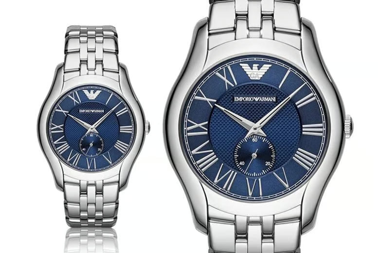 Emporio Armani Valente Chronograph Blue Dial Silver Steel Strap Watch For Men - AR1789