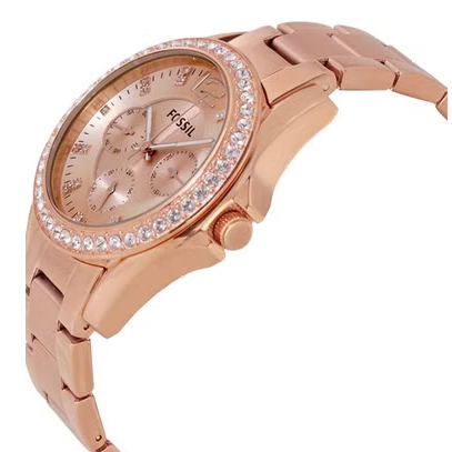 Fossil Riley Multifunction Rose Gold Dial Rose Gold Steel Strap Watch for Women - ES2811