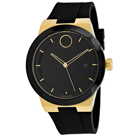 Movado Bold Black Dial Black Rubber Strap Watch for Men - 3600623