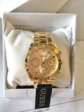 Guess Crystal Multifunction Gold Dial Gold Steel Strap Watch for Women - W0778L2