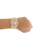 Michael Kors Layton Pave Blue Dial Gold Steel Strap Watch for Women - MK6243