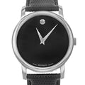 Movado Museum Black Dial Black Leather Strap Watch For Women - 2100004