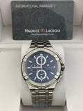 Maurice Lacroix Aikon Chronograph Blue Dial Silver Steel Strap Watch for Men - AI1018-SS002-430-1