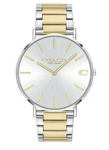 Coach Business Analog White Dial Two Tone Steel Stap Watch for Men - 14602432