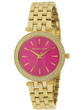 Michael Kors Darci Fuchsia Dial Gold Steel Strap Watch for Women - MK3444