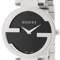 Gucci Interlocking G Black Dial Black Leather Strap Watch For Women - YA133301