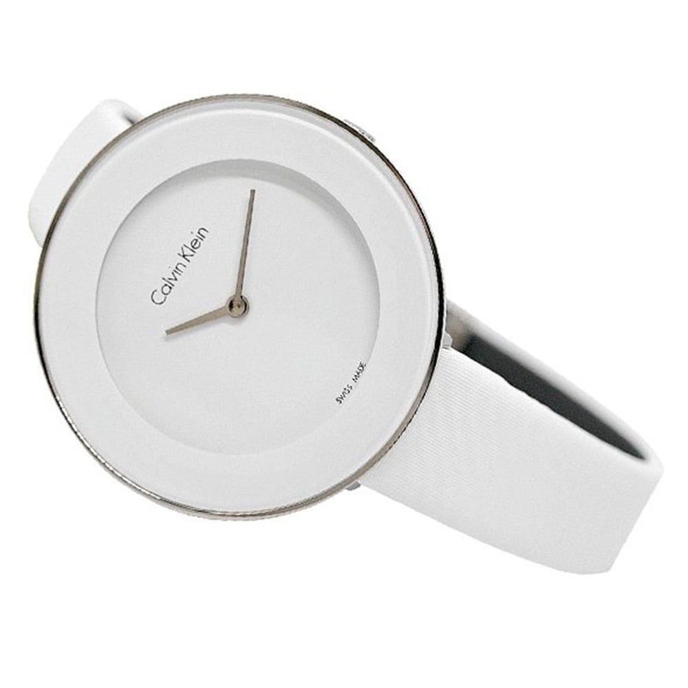 Calvin Klein Chic White Dial White Leather Strap Watch for Women - K7N23TK2