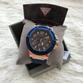 Guess Rigor Blue & Gold Dial Blue Silicone Strap Watch For Men - W0247G3