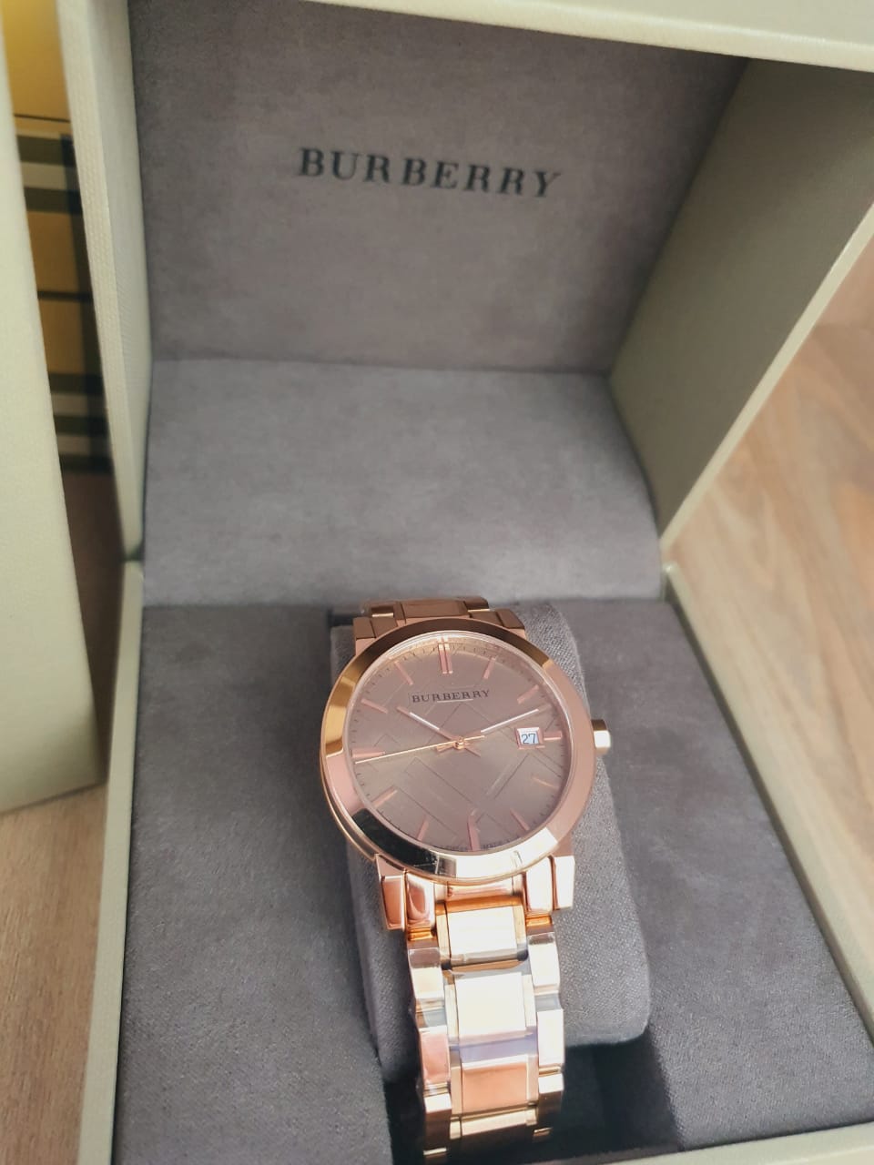 Burberry The City Rose Gold Dial Rose Gold Steel Strap Watch for Women - BU9034