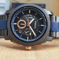 Fossil Machine Chronograph Black Dial Two Tone Steel Strap Watch for Men - FS5164