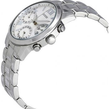 Guess Mini Sunrise Silver Dial Silver Steel Strap Watch For Women - W0448L1