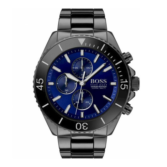 Hugo Boss Ocean Edition Navy Blue Dial Black Steel Strap Watch for Men - 1513743