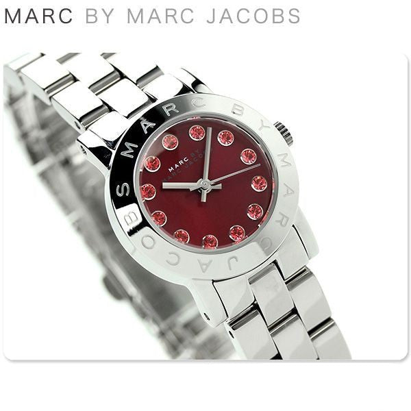 Marc Jacobs Amy Red Dial Silver Stainless Steel Strap Watch for Women - MBM3335