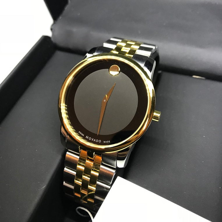 Movado Museum Classic Black Dial Two Tone Steel Strap Watch For Women - 0606605