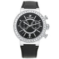 Swarovski Citra Sphere Chronograph Black Dial Black Leather Strap Watch for Women - 5027131